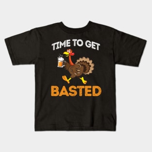 'Time To Get Basted' Funny Thanksgiving Baste Kids T-Shirt